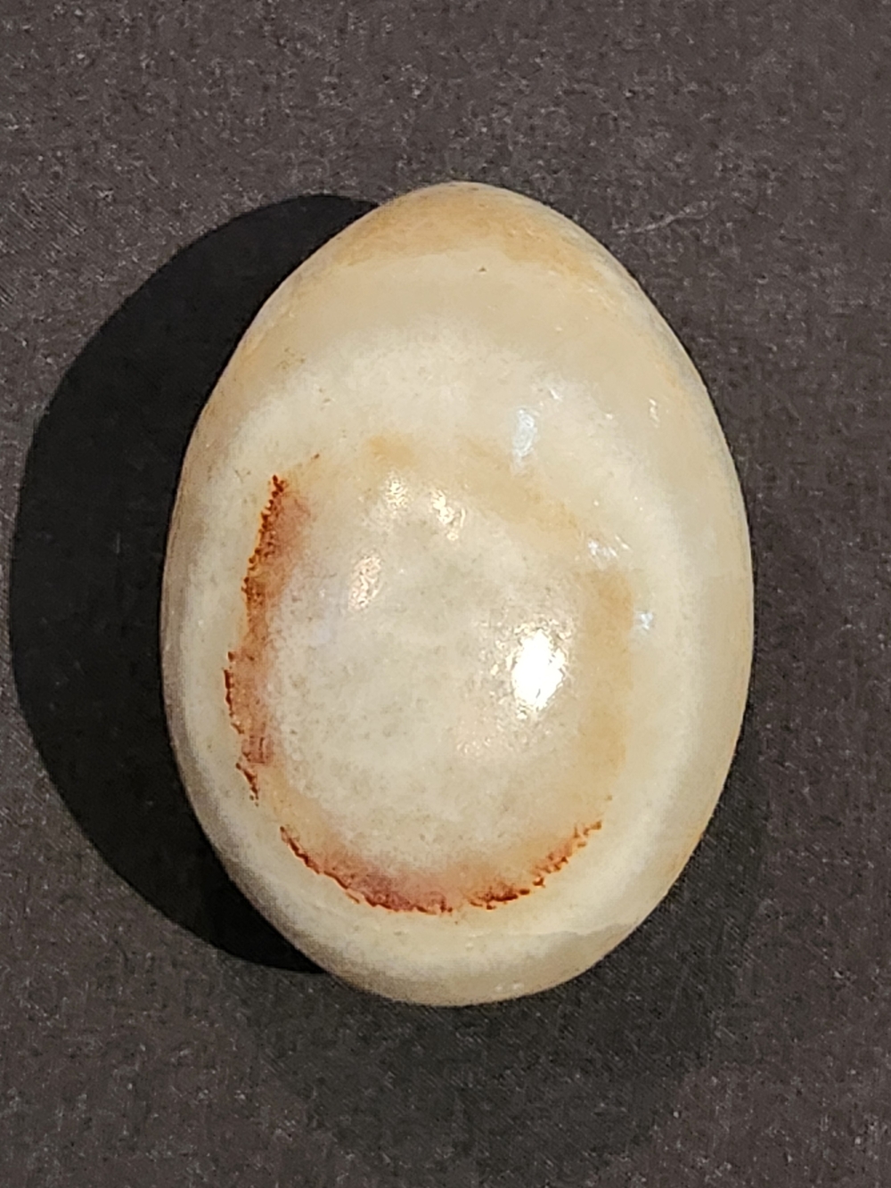 Banded Onyx (?) Egg Mineral Rock Carved Stone Egg Decor Cream Brown
